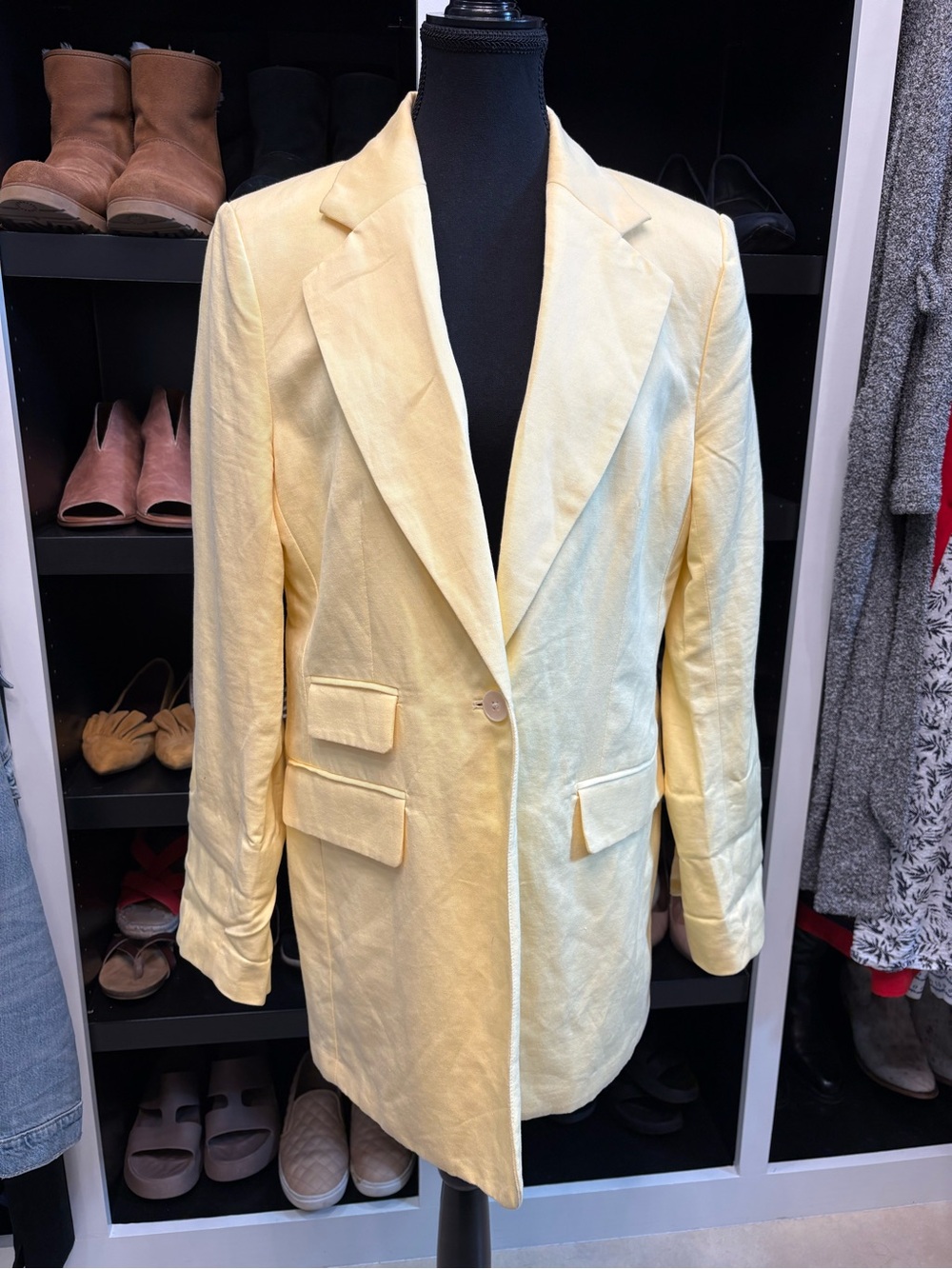 Banana Republic Oversized Pale Yellow Linen Blend Blazer - Picture 3 of 12